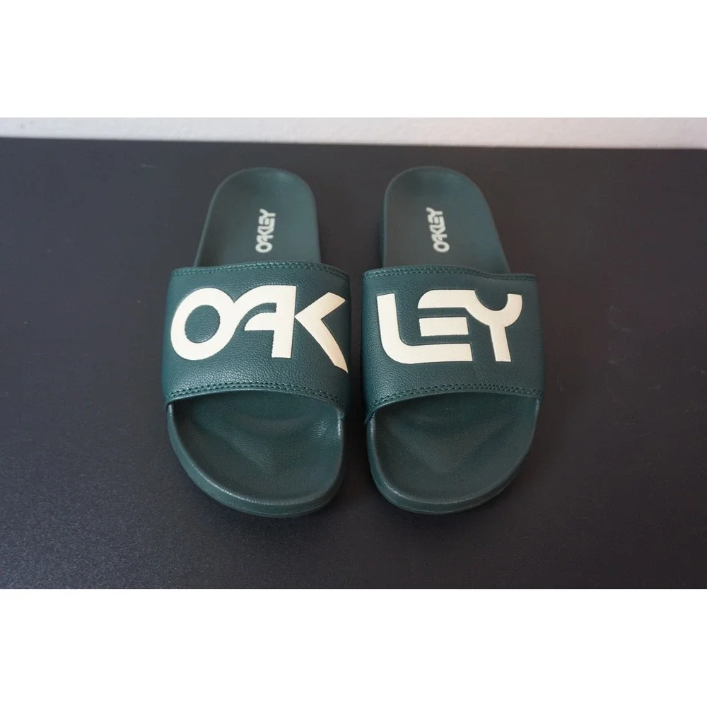 Oakley B1B Slide Sandals Mens 6 Hunter Green White Logo Athletic Slip On Shoes